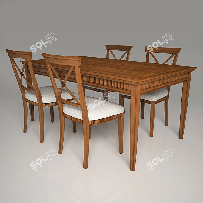 Elegant Tosato Table and Chairs 3D model image 1