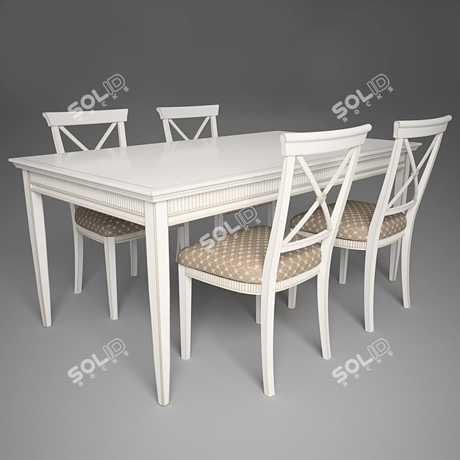 Elegant Tosato Table and Chairs 3D model image 2