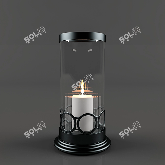 Elegant Metal and Glass Candlestick 3D model image 1