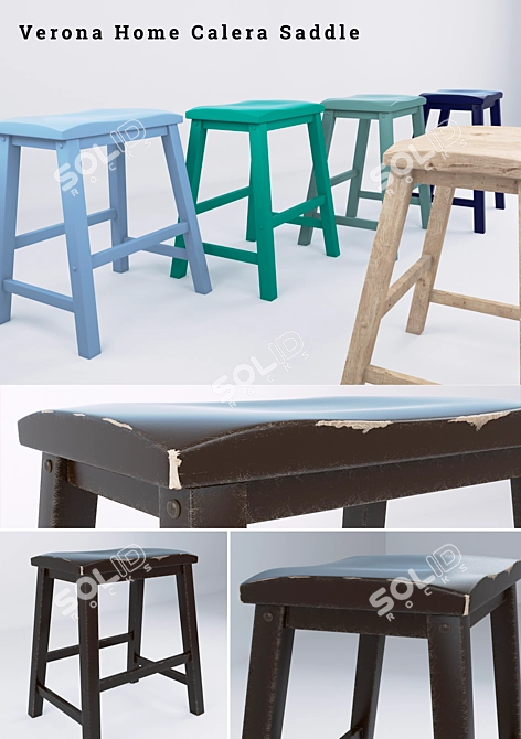 Vintage-Inspired Verona Home Barstool 3D model image 1