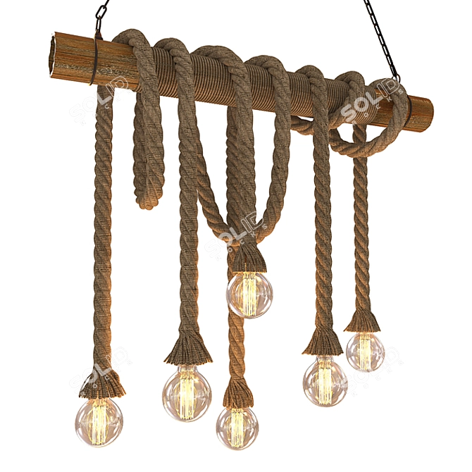 Vintage Rope Pendant Lights 3D model image 1