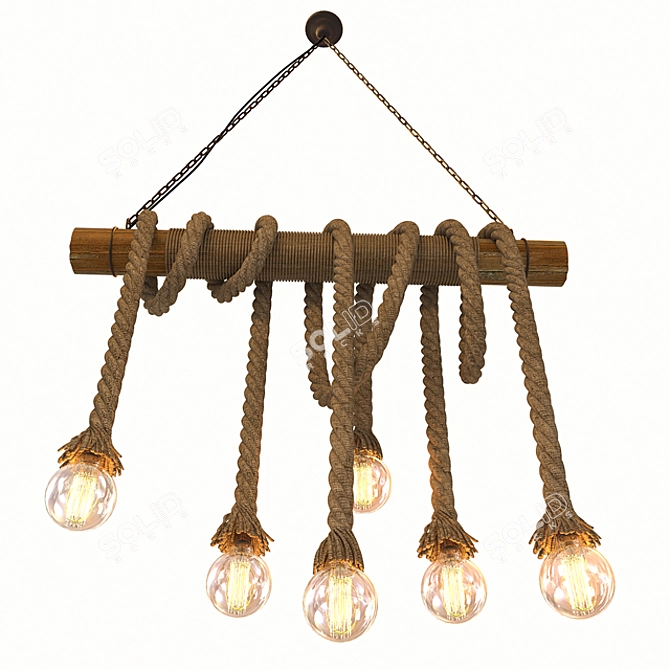 Vintage Rope Pendant Lights 3D model image 2