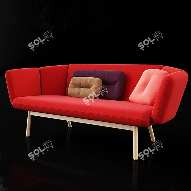 Wooden Frame Bras Sofa 3D model image 1