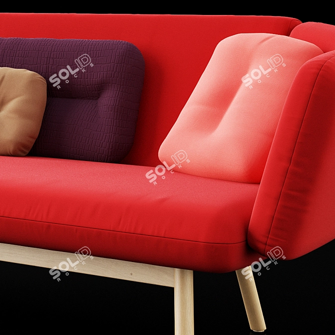 Wooden Frame Bras Sofa 3D model image 2