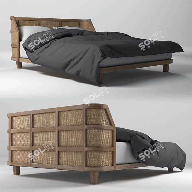 Supra Queen Bed: Mermelada's Oak & Cane Design 3D model image 1