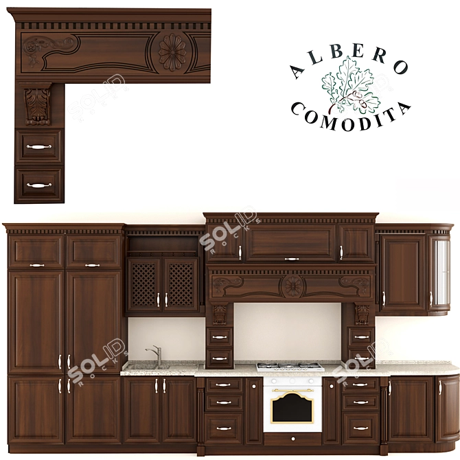 Albero Comodita Wooden Kitchen 3D model image 1