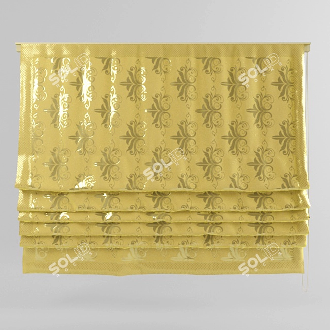 Golden Elegance Roman Curtain 3D model image 1
