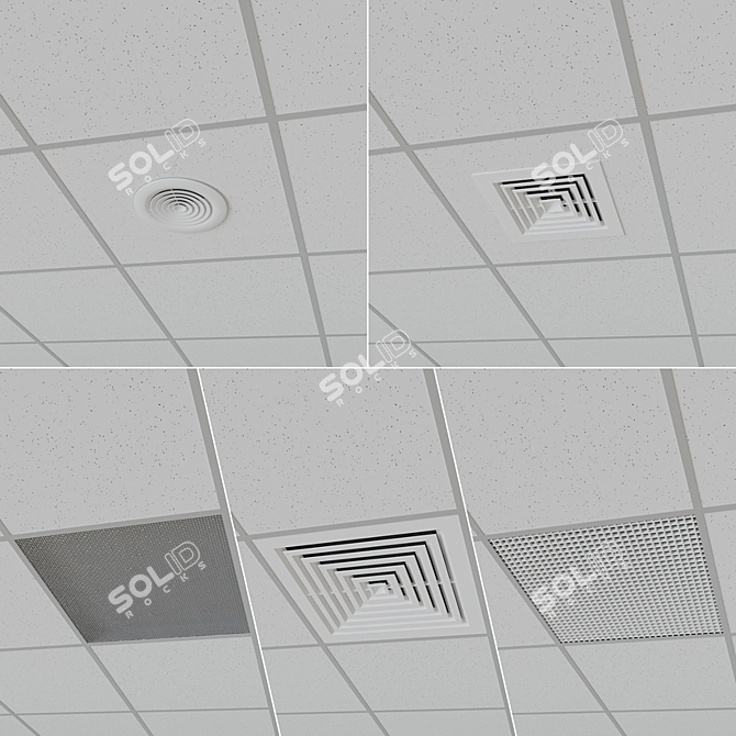 Versatile "Armstrong" Office Ceiling Kit 3D model image 3