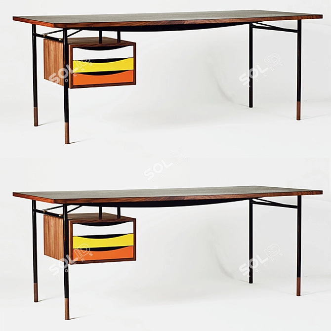 Scandi Steel Pipe Desk 3D model image 1