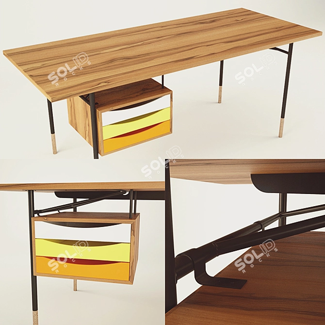 Scandi Steel Pipe Desk 3D model image 2