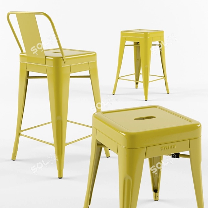 Tolix Metal Stools 3D model image 1