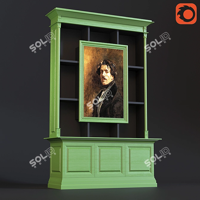 Artistic Wood Bookcase: Painted Door, 1685x2650x585mm 3D model image 1