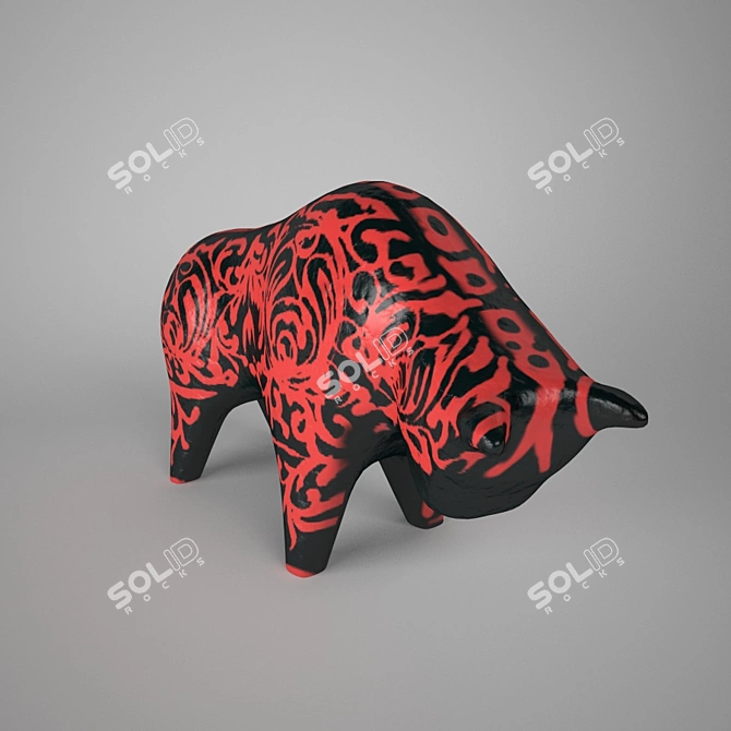 Abstract Ceramic Bull Sculpture 3D model image 2