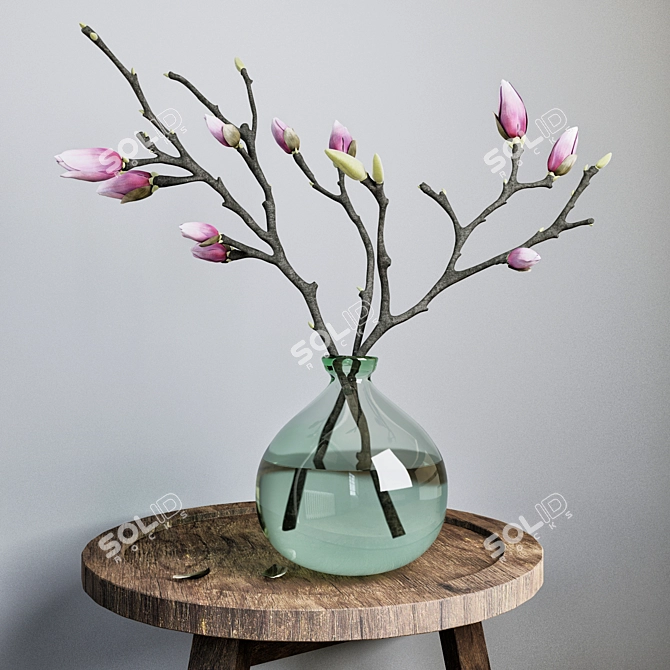 Magnolia Branches in Vase 3D model image 1