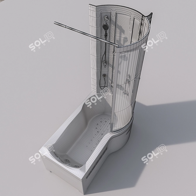 Valencia Acrylic Bath with Curtain 3D model image 2