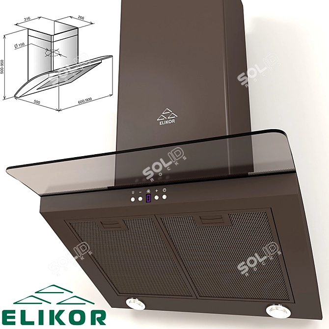 ELIKOR Aquamarine 60: Stylish and Efficient Hood 3D model image 1