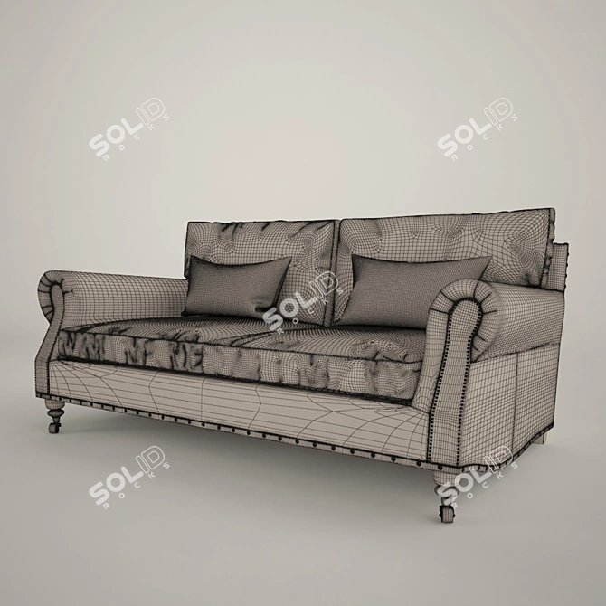 Classic Leather Sofa - Vintage Elegance 3D model image 3