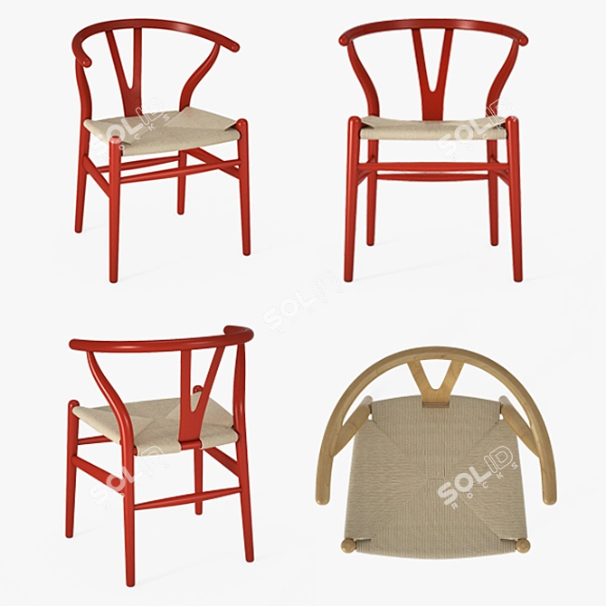 Elegant Wegner Wishbone Chair 3D model image 3