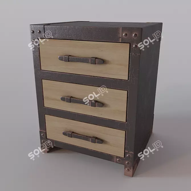 Industrial Loft Raw Chest Storage 3D model image 1