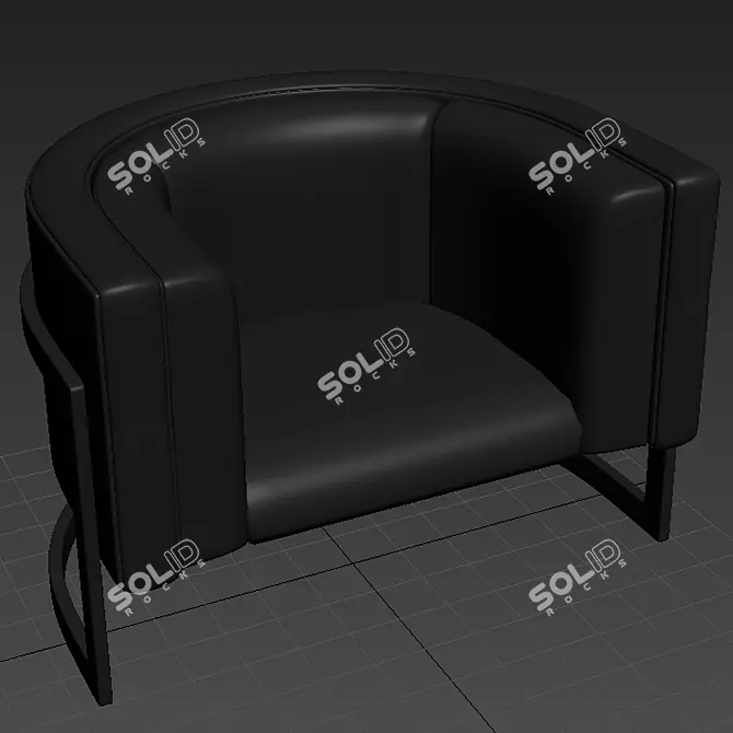 Compact Luxe Brown Leather Sofa 3D model image 2