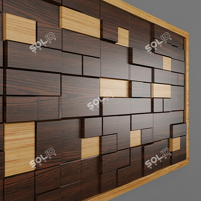 Title: Rustic 3D Wooden Wall 3D model image 2