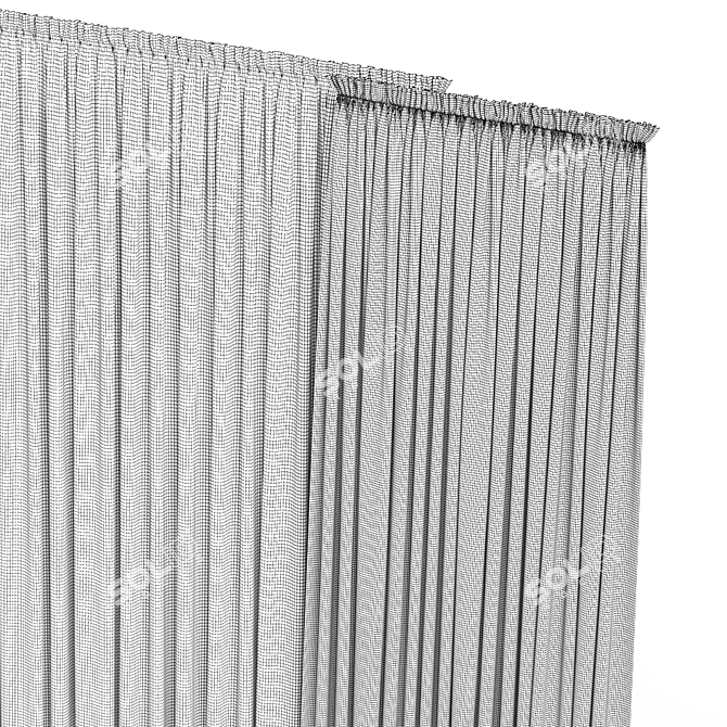 Set of 3 Curtain Panels 3D model image 3