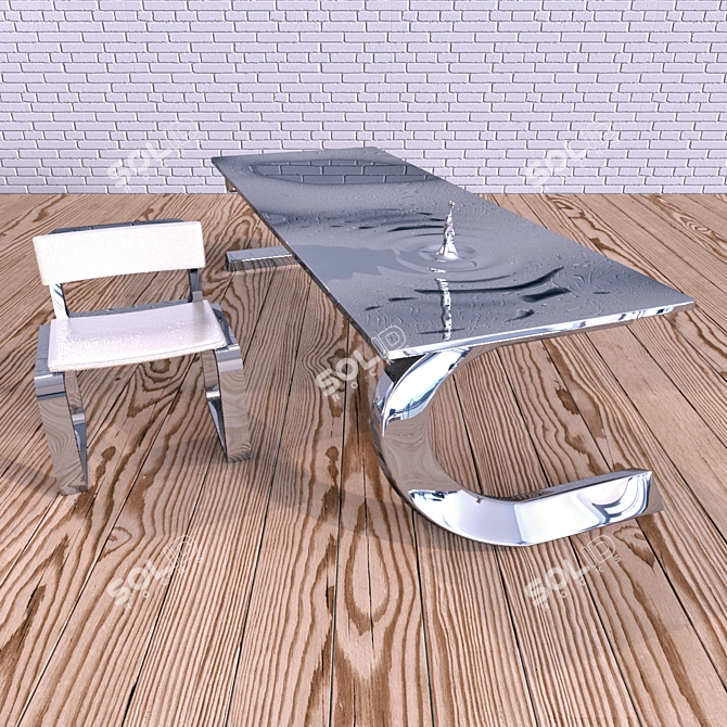 Elegant Ripple Series Table" (if the description does not require translation from Russian) 3D model image 1