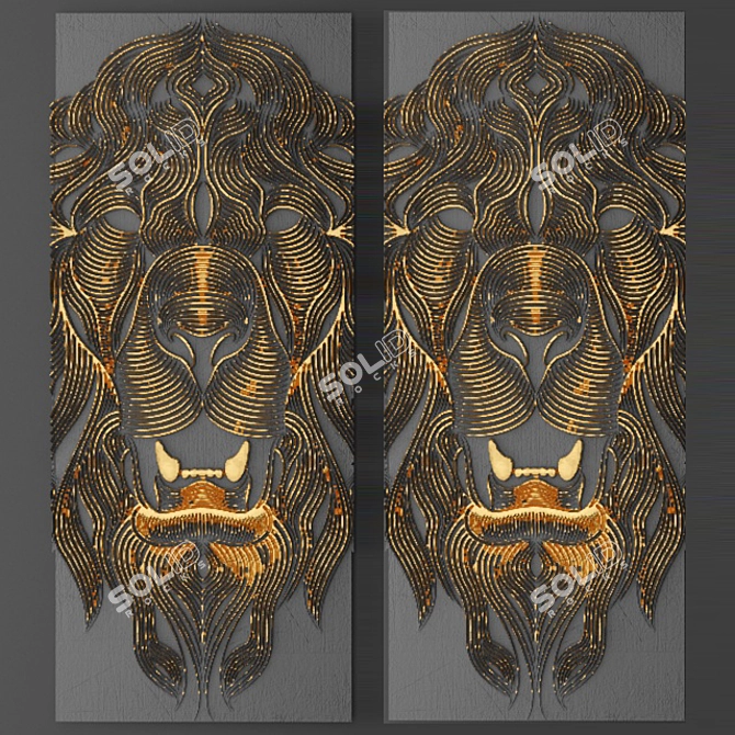 Regal Lion Wall Panel 3D model image 1