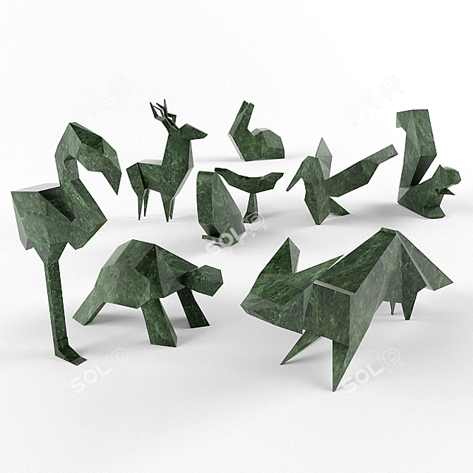 Wildlife Geometry: 8 Animal Sculpture 3D model image 1