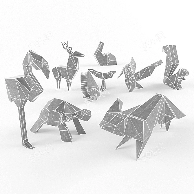 Wildlife Geometry: 8 Animal Sculpture 3D model image 2