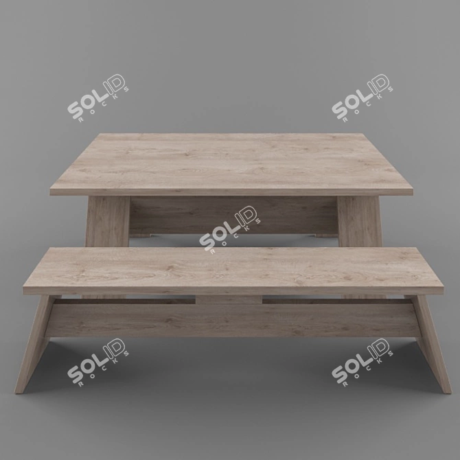 Natural Wood Table 3D model image 3