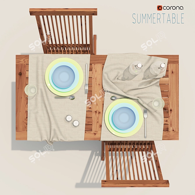 Sunny Retreat: Outdoor Table and Chairs 3D model image 2