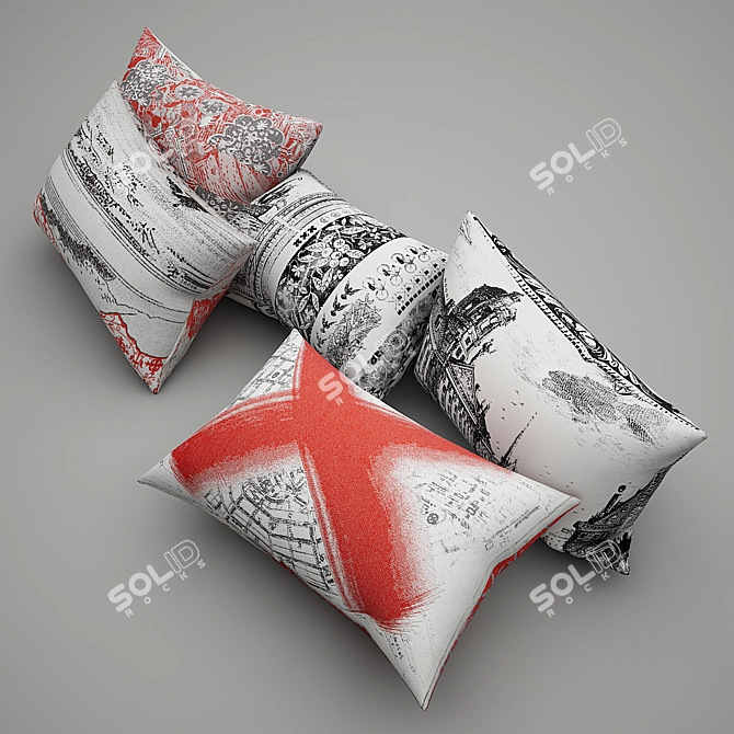 Heritage & Oil Pillows: Timeless Elegance 3D model image 2