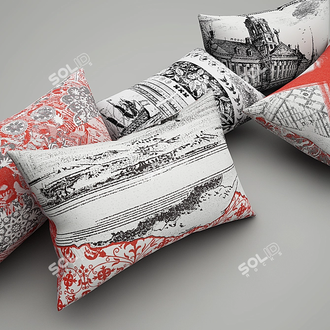 Heritage & Oil Pillows: Timeless Elegance 3D model image 3