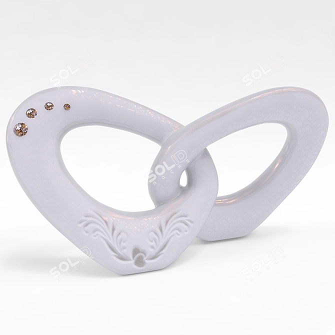 Ceramic Heart Decor with Rhinestones 3D model image 1