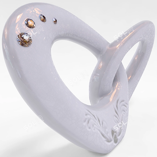 Ceramic Heart Decor with Rhinestones 3D model image 2