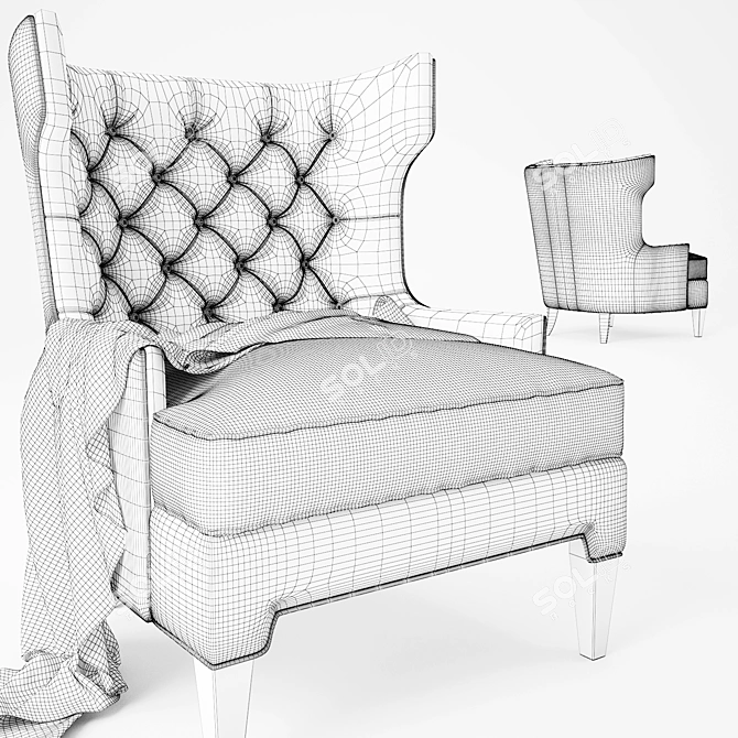 Elegant Helena Tufted Chair 3D model image 2