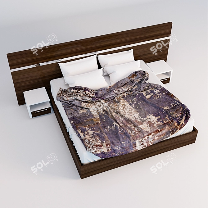 Elegant Bed Set 3D model image 2