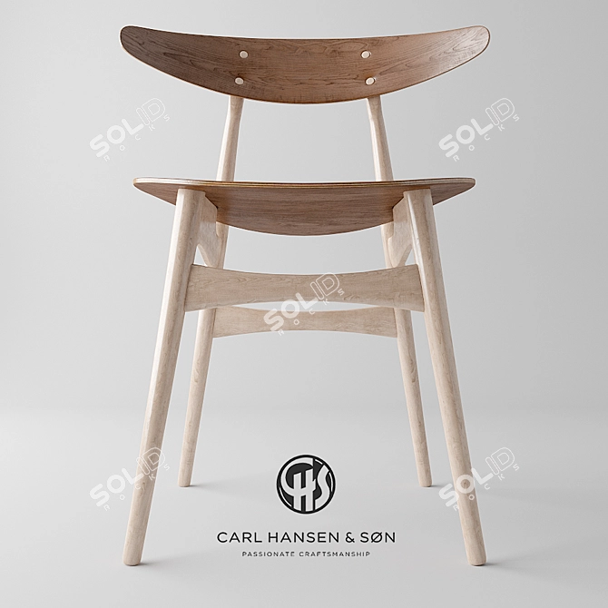 Title: Retro-Modern CH33 Chair 3D model image 1