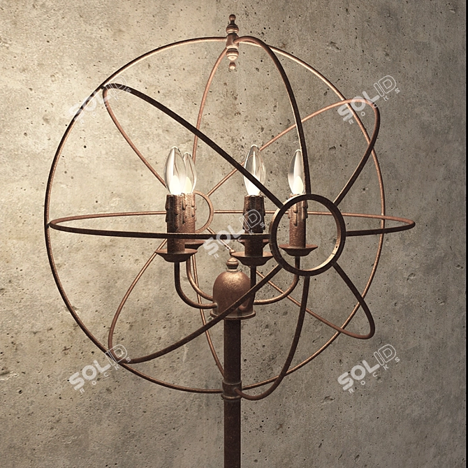 Elegant Iron Orb Floor Lamp 3D model image 1