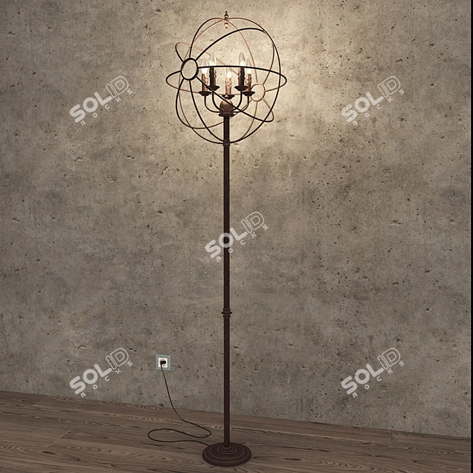 Elegant Iron Orb Floor Lamp 3D model image 2