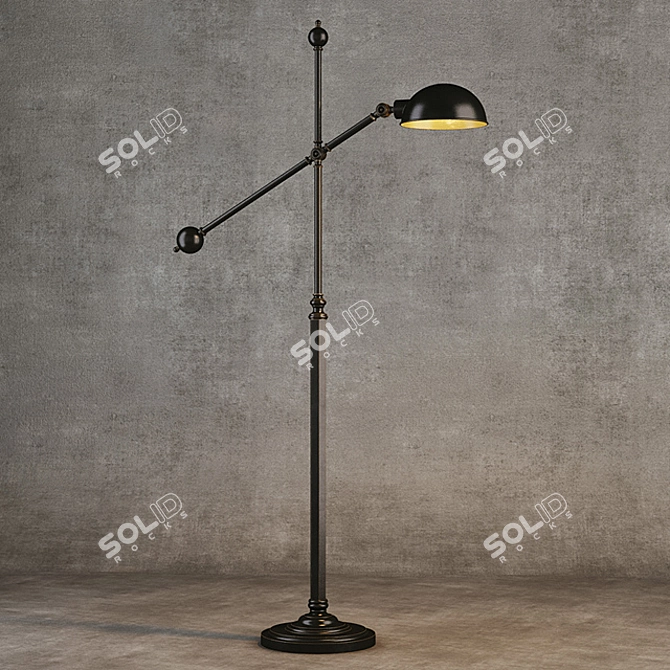 Vintage-Style Joint Floor Lamp 3D model image 1