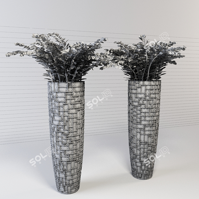 Zamioculcas: Large White Vase with Unique Pattern 3D model image 3