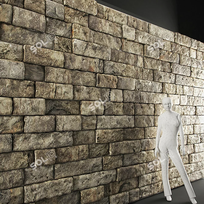 Premium Sandstone Wall - 3x7.5m 3D model image 1