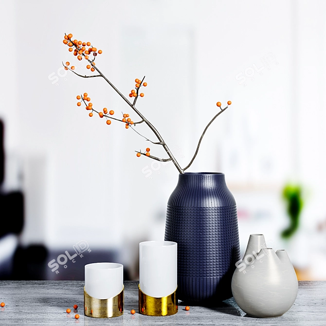 Elegant Glass Vase: A Stunning Decor Addition 3D model image 1