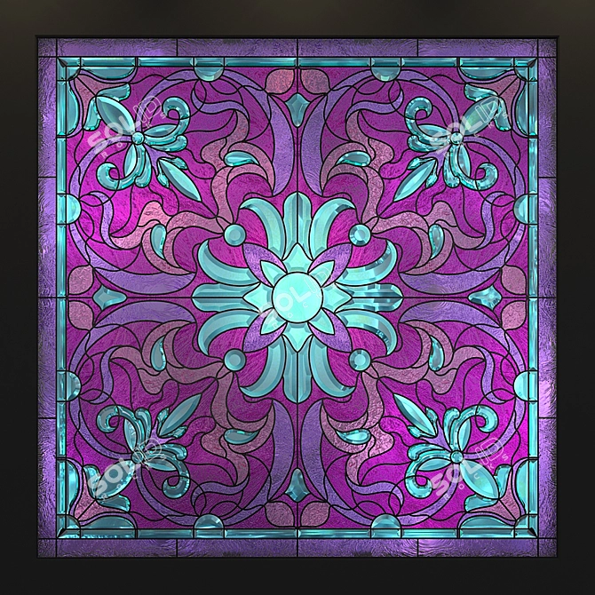 Artistic Stained Glass Ceiling Panel 3D model image 2