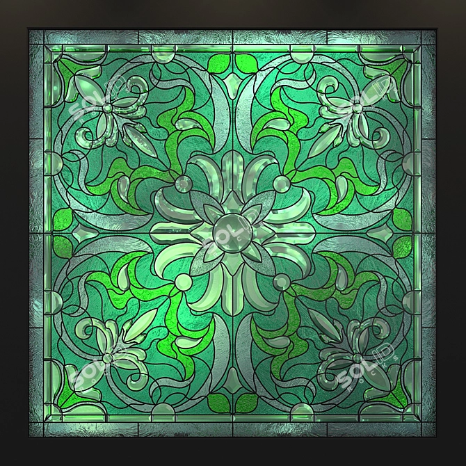 Artistic Stained Glass Ceiling Panel 3D model image 3