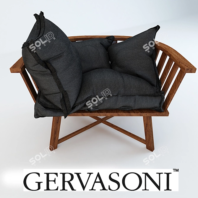 Modern Gray Armchair: Sleek and Stylish 3D model image 1