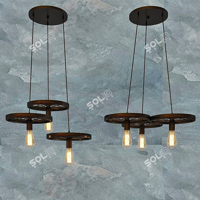 Vintage Loft Pendant Lights 3D model image 3