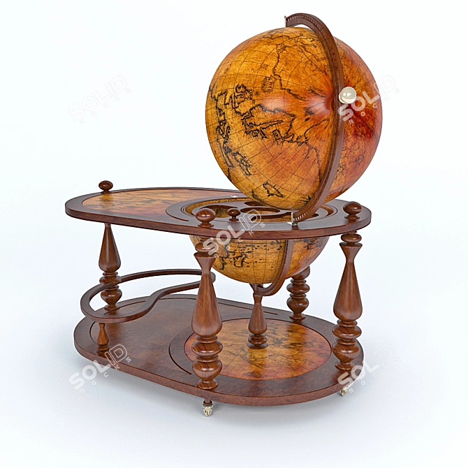 Elegant Globe Bar Cabinet 3D model image 1